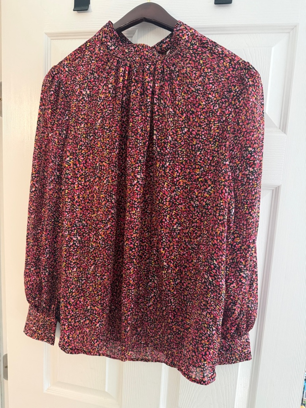 H&M Pink Multi-Color Floral Long-Sleeve Blouse